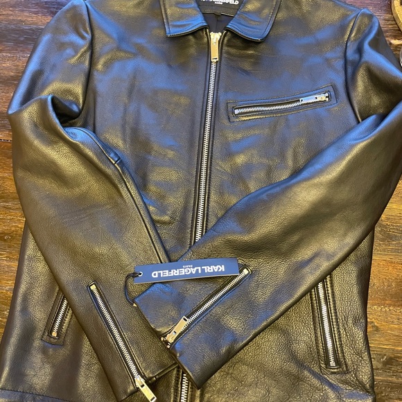 COPY - Men’s Karl Lagerfeld Motorcross Jacket 100% Genuine Leather New (Dead St… - Picture 10 of 15
